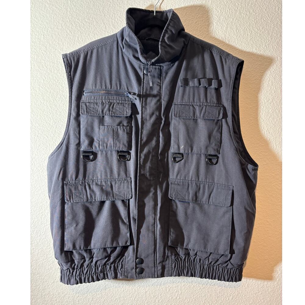 Haband Men's Size XL Outdoor Fishing Hunting Utility Vest Blue Puffer Zip-Up